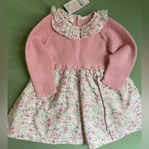 Zara baby dress, pink knit and floral